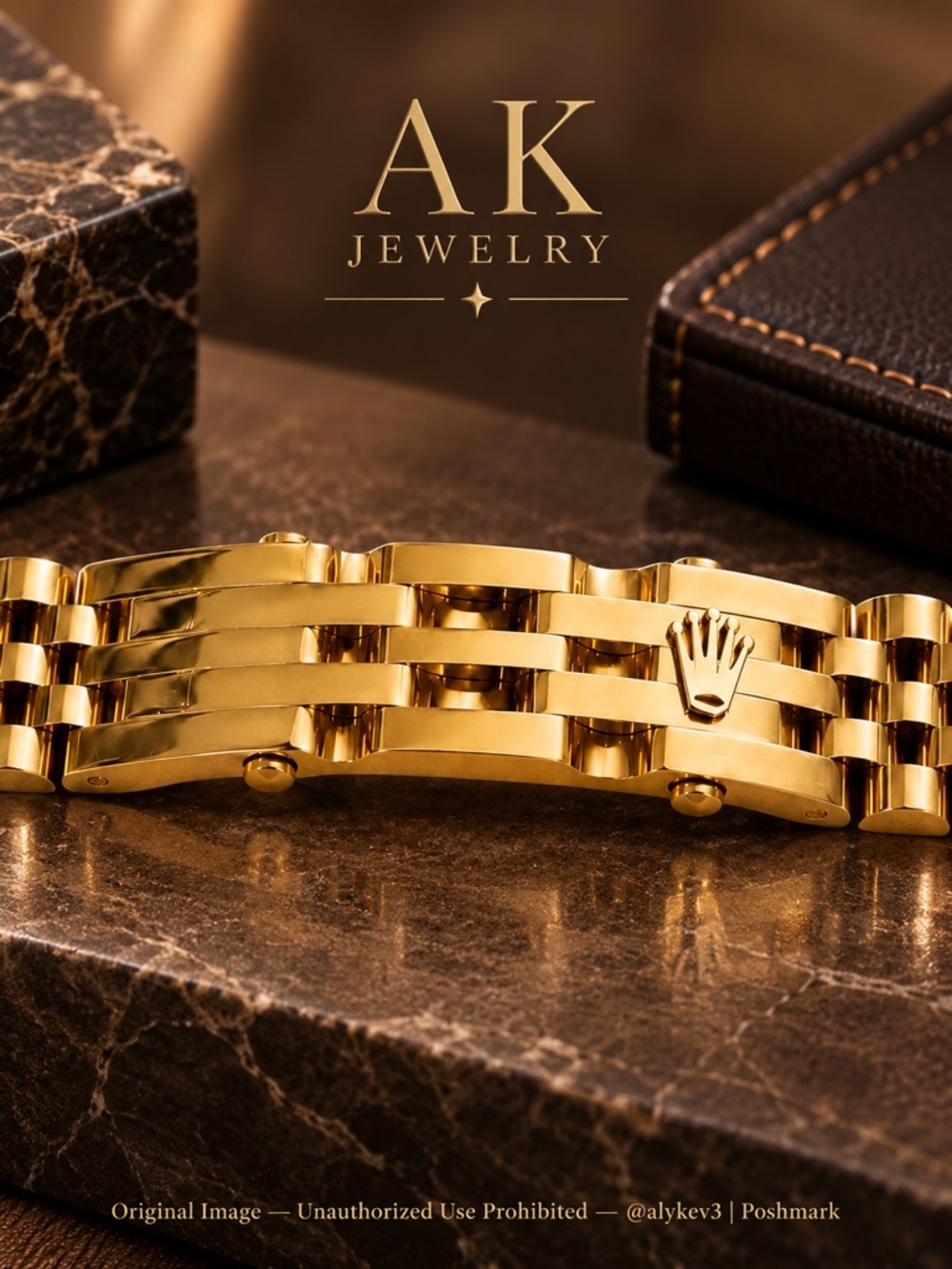 💎LUXURY 18k Gold Crown Link Bracelet, Royal Statement Chain GP